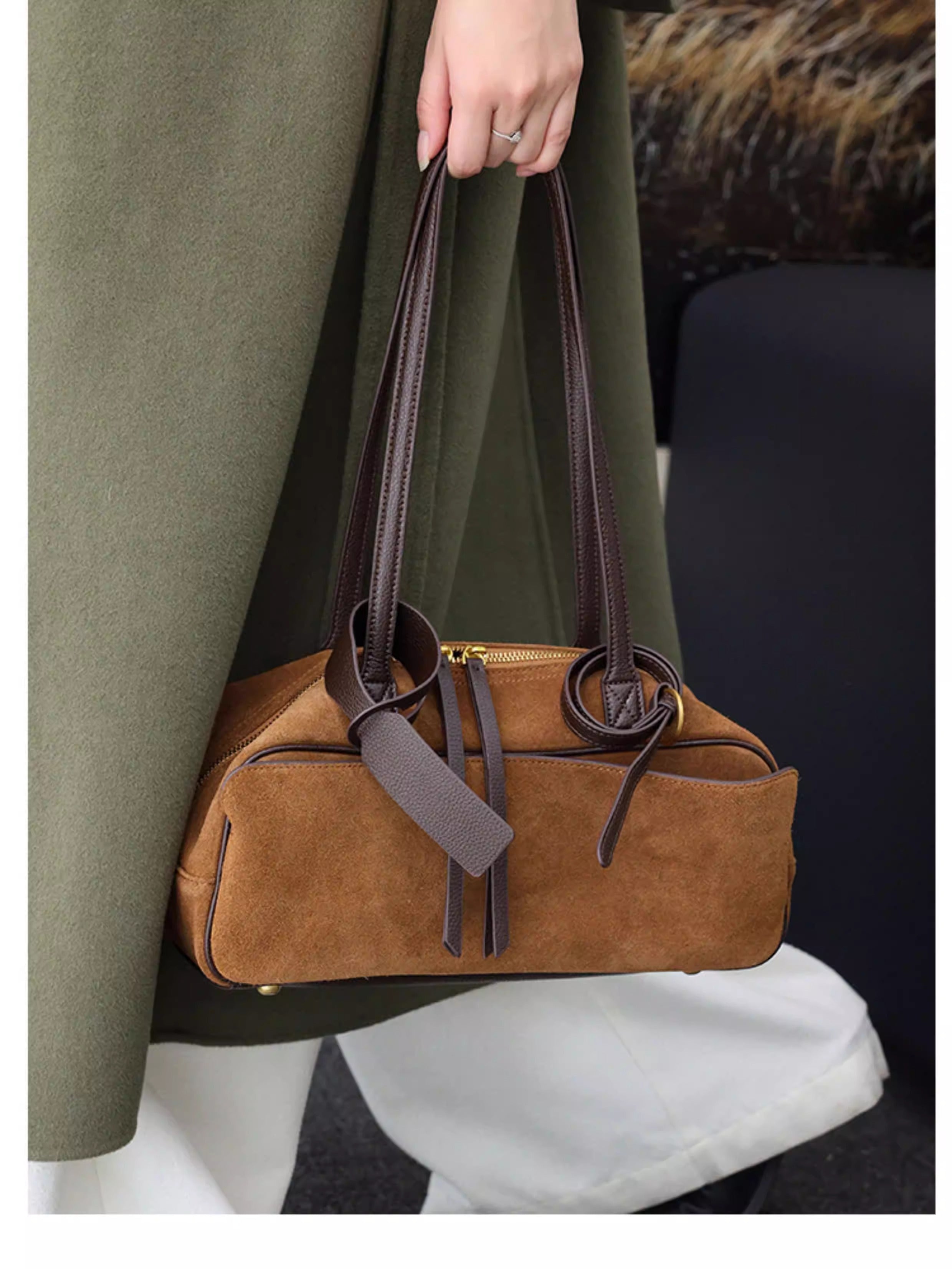 Siena Suede & Leather Shoulder Bag