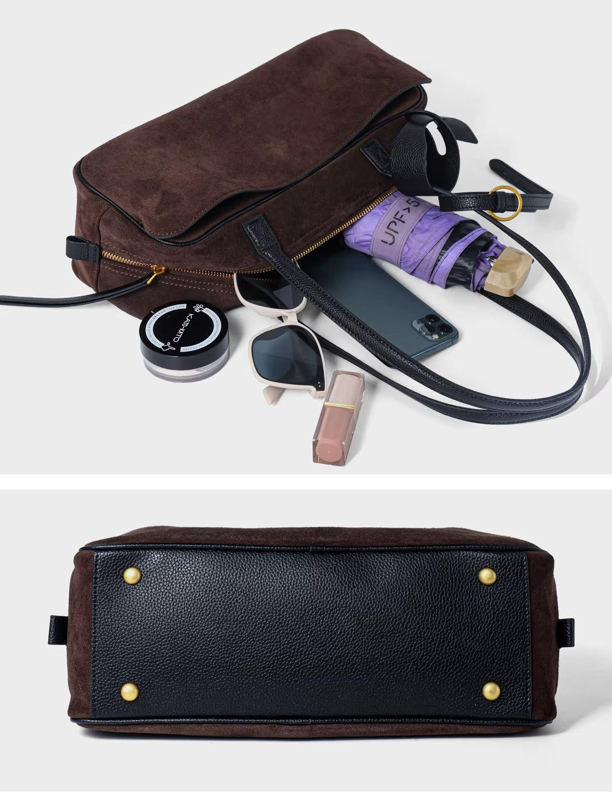 Siena Suede & Leather Shoulder Bag