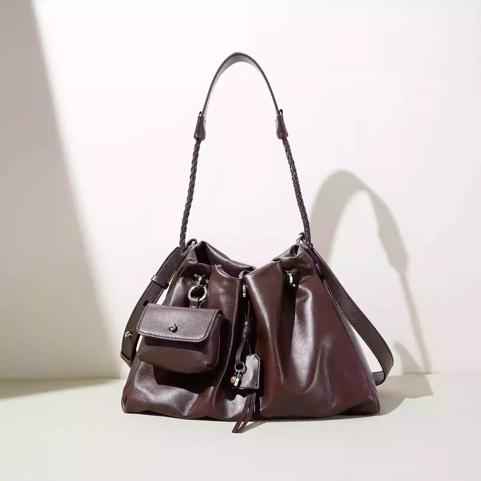 Mila Leather Bucket Bag