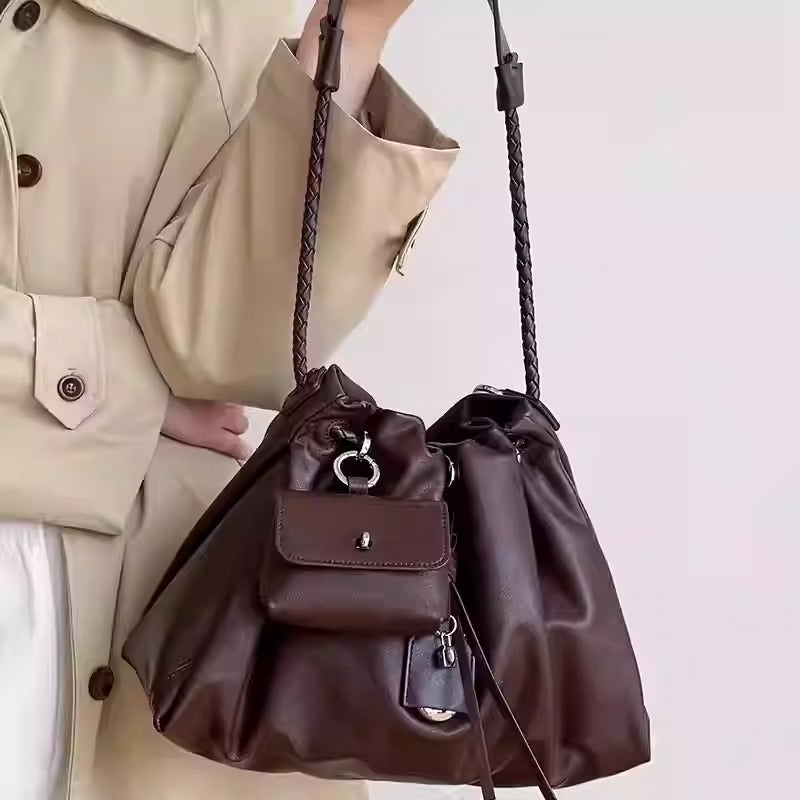 Mila Leather Bucket Bag