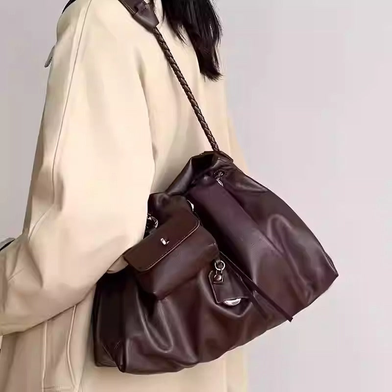 Mila Leather Bucket Bag