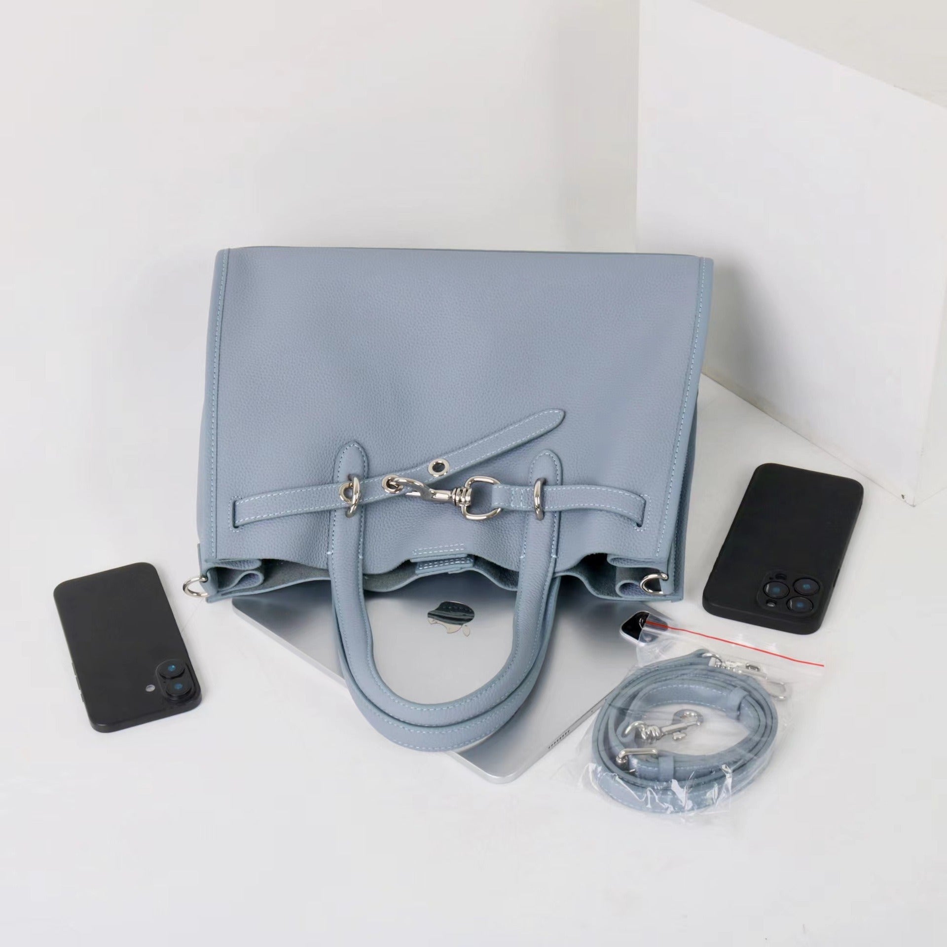 ALTANAI — genuine leather tote bag with a long adjustable strap