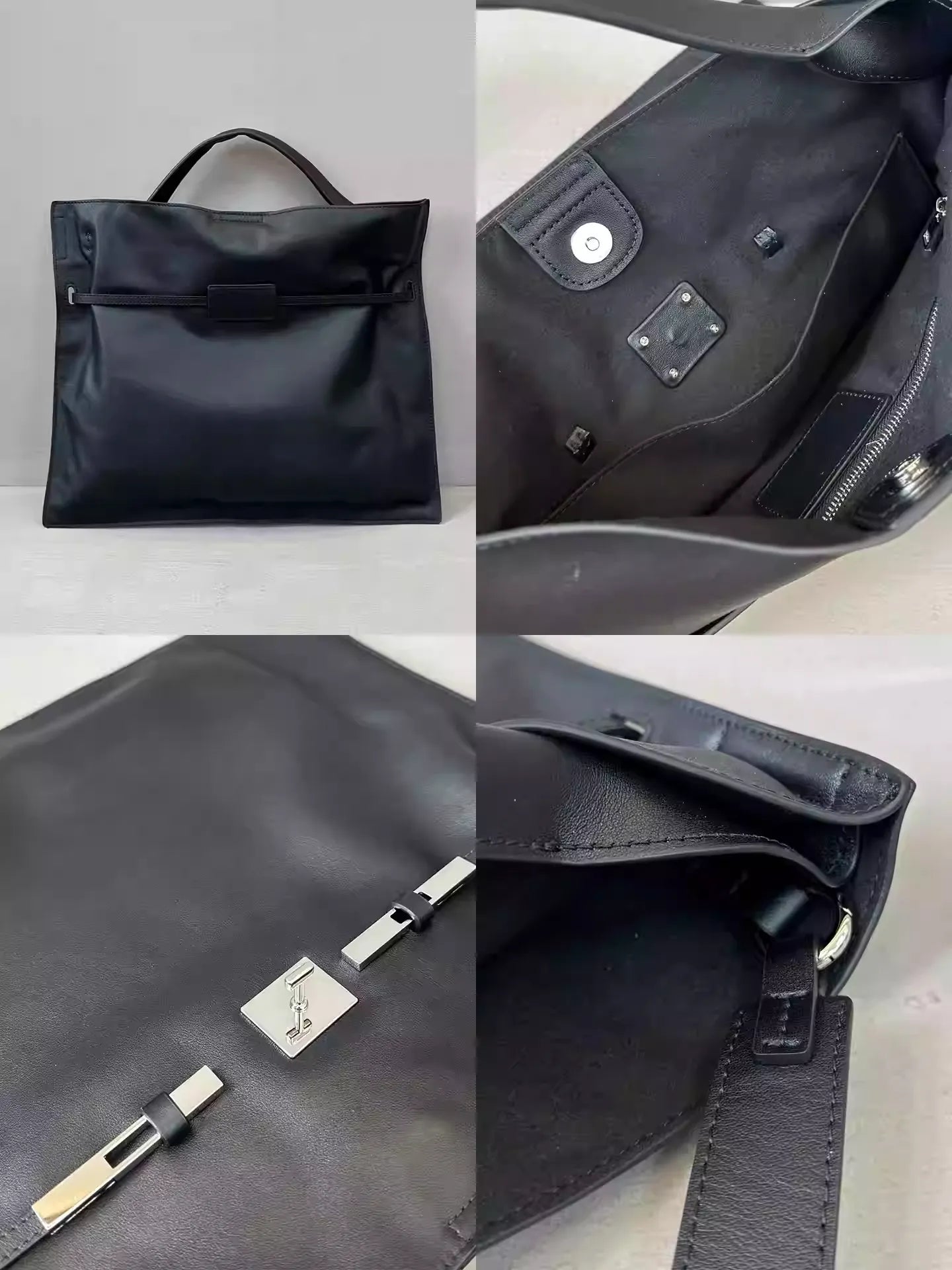 LuxeCity Leather Tote – genuine leather bag with top handle & adjustable strap, fits 14” laptop