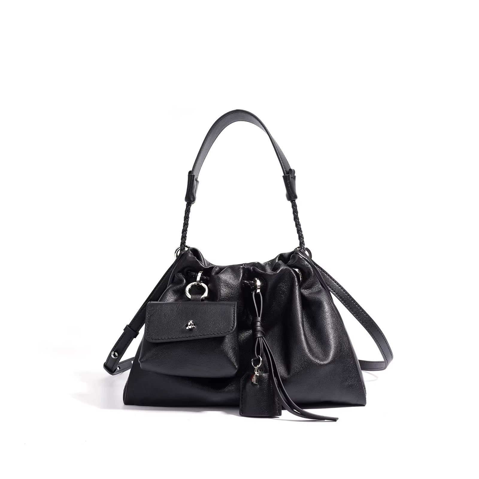Mila Leather Bucket Bag