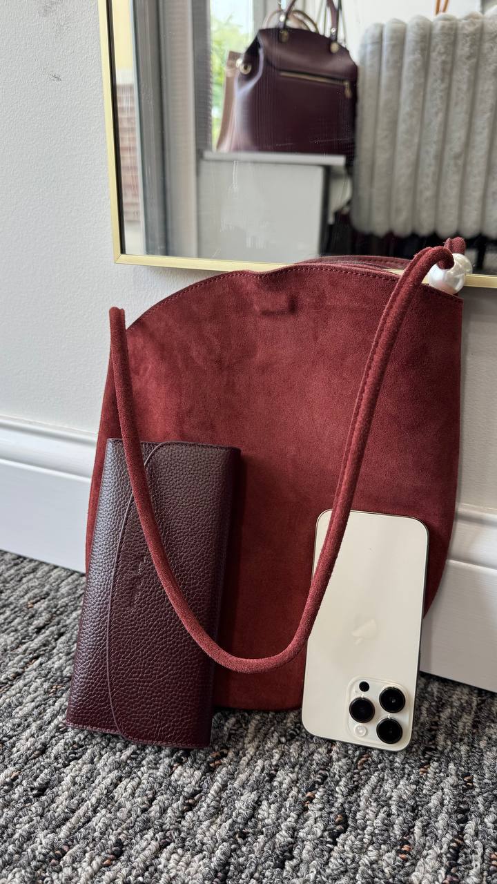 “Suede Chic” – Compact Natural Suede Shopper
