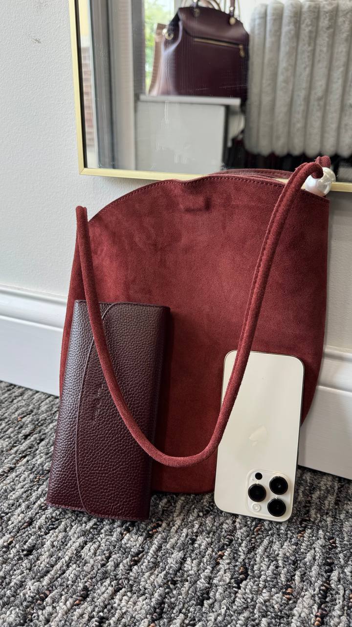 “Suede Chic” – Compact Natural Suede Shopper