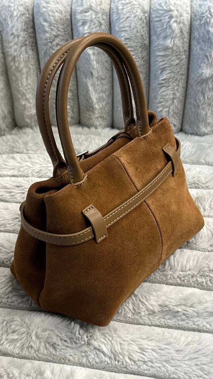 Petite Elegance โ Small Genuine Suede and Leather Bag