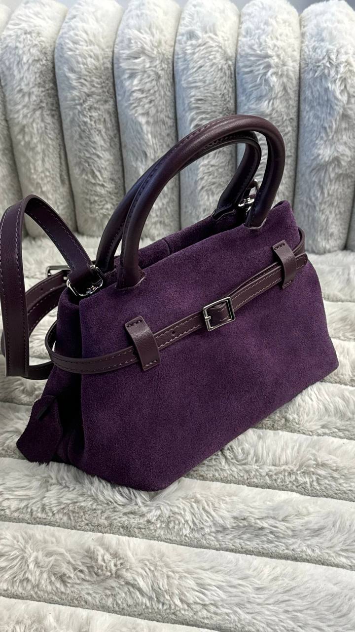Petite Elegance โ Small Genuine Suede and Leather Bag