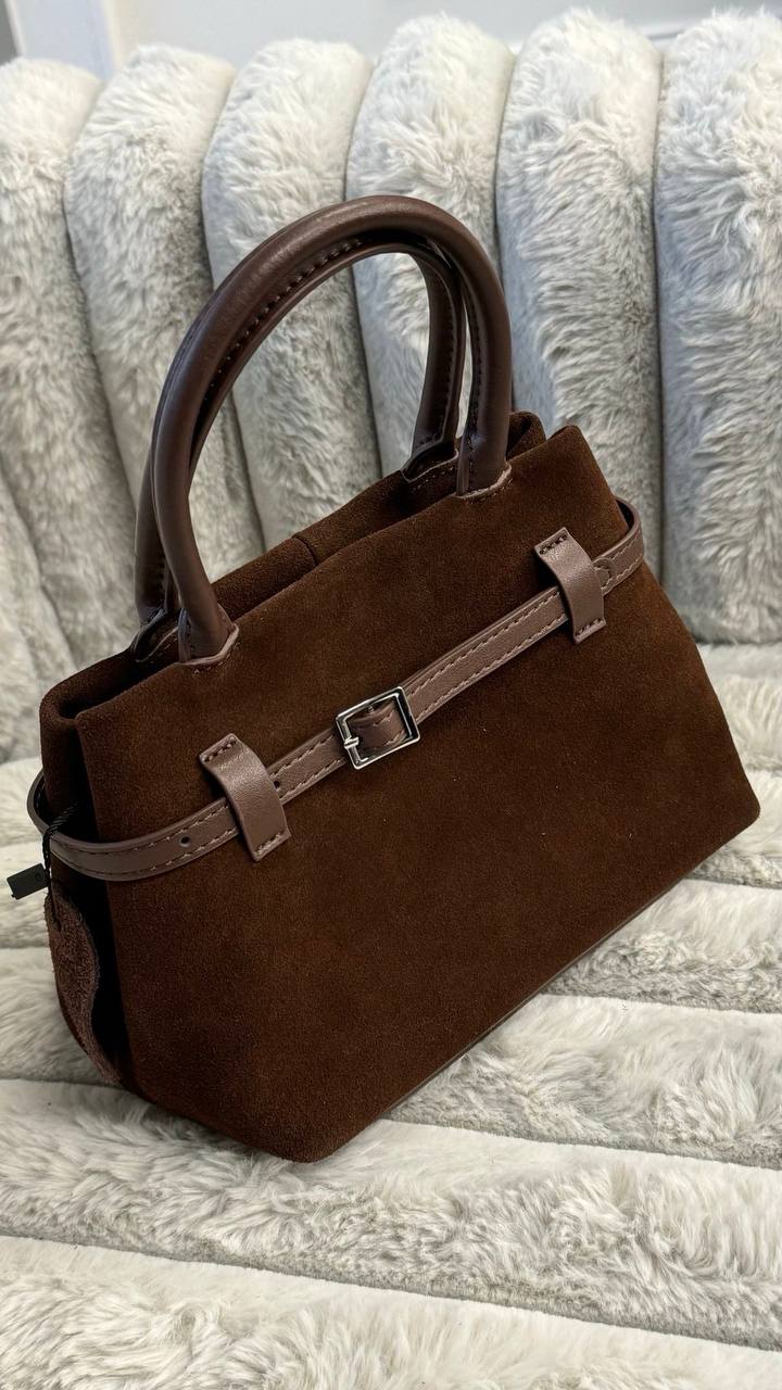 Petite Elegance โ Small Genuine Suede and Leather Bag