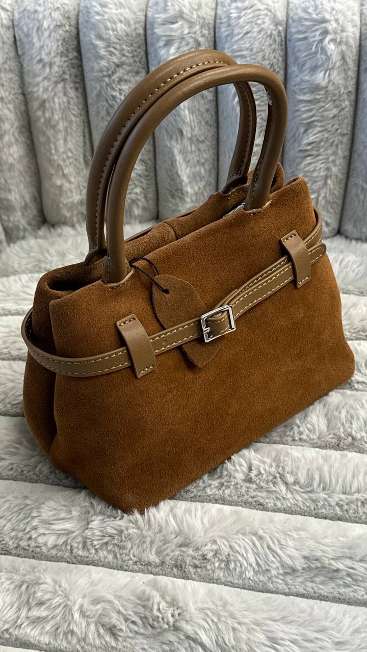 Petite Elegance โ Small Genuine Suede and Leather Bag