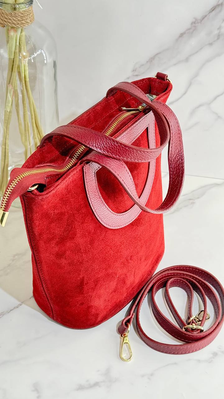 Vita Suede Bag – Italian Leather Handbag with Adjustable Long Strap