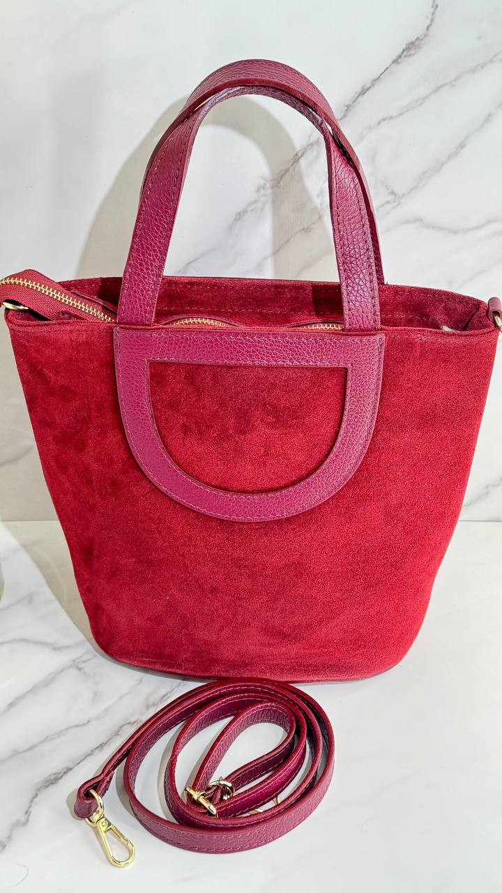 Vita Suede Bag – Italian Leather Handbag with Adjustable Long Strap