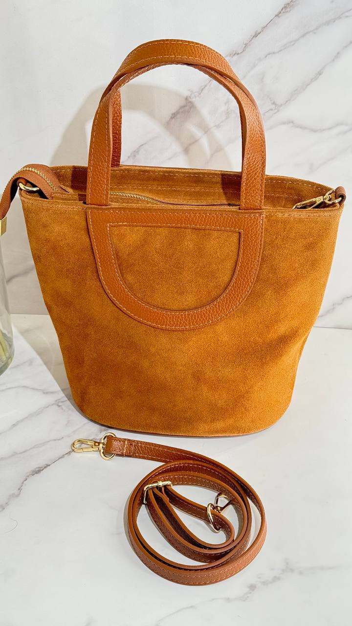 Vita Suede Bag – Italian Leather Handbag with Adjustable Long Strap