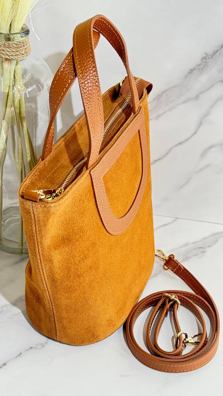 Vita Suede Bag – Italian Leather Handbag with Adjustable Long Strap