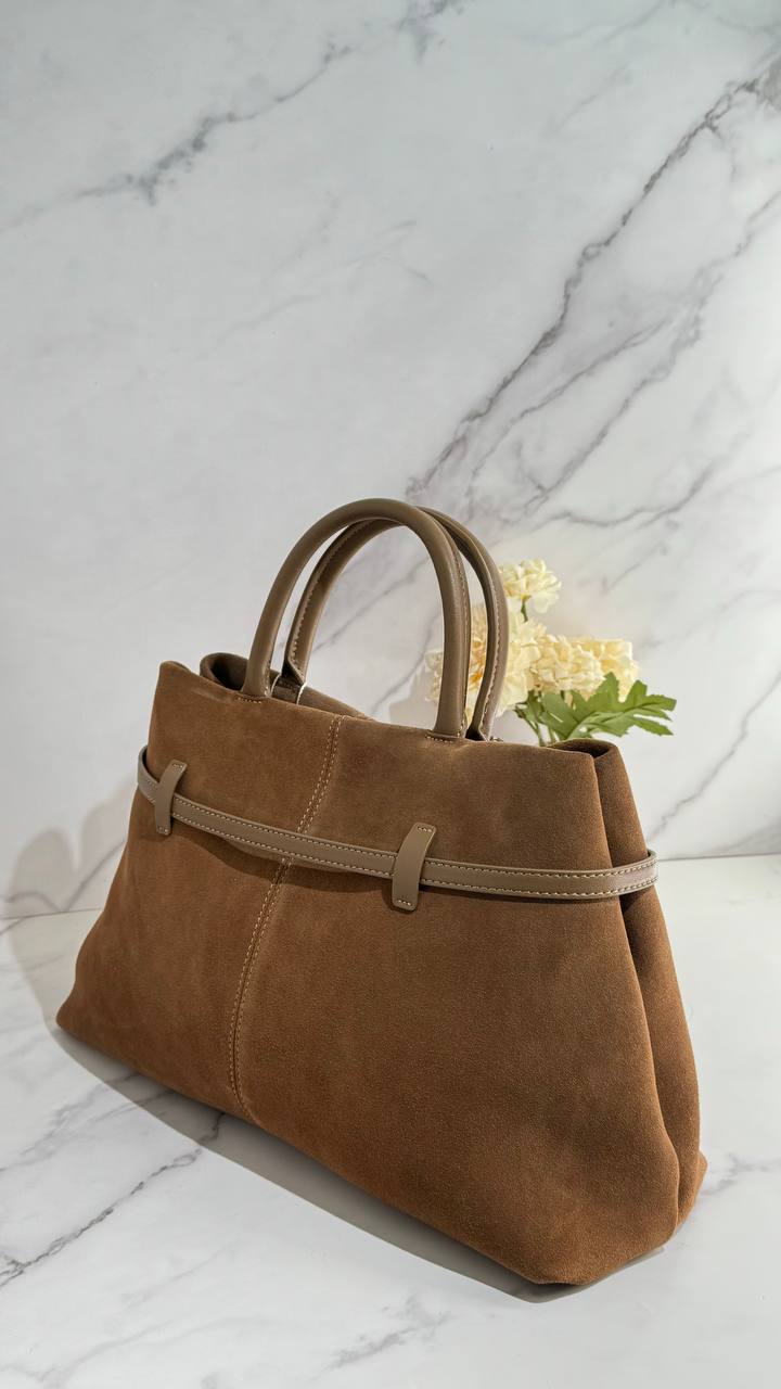 LuxeSuede – Premium Suede and Leather Handbag with Adjustable Strap