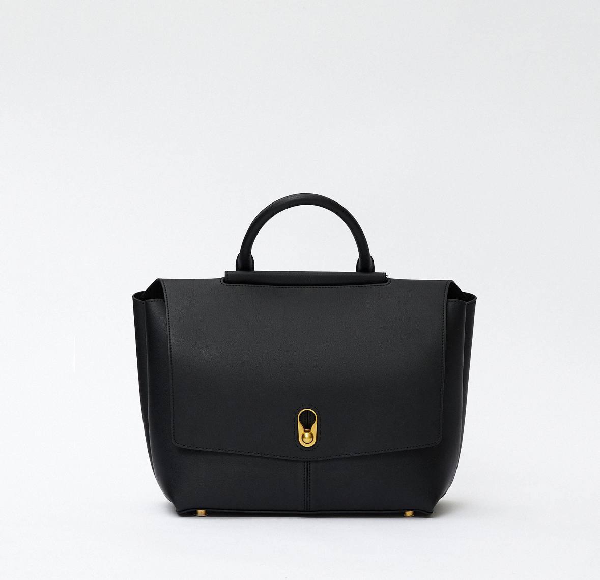 Elegant Leather Bag with Gold Hardware