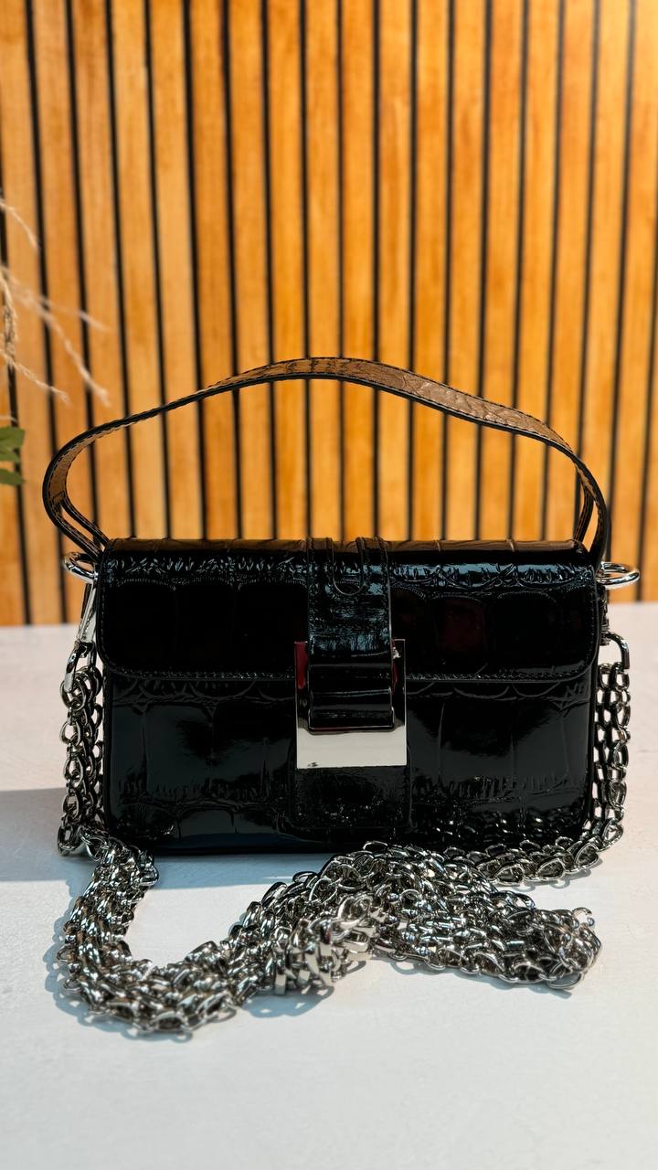 Glossy Chain Genuine Leather Bag
