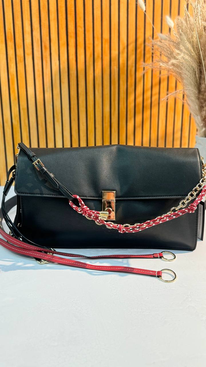 Black Genuine Leather Shoulder Bag – Elegant Chain Design | Bogdana Fashion Bags