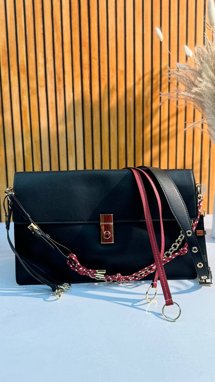 Black Genuine Leather Shoulder Bag – Elegant Chain Design | Bogdana Fashion Bags