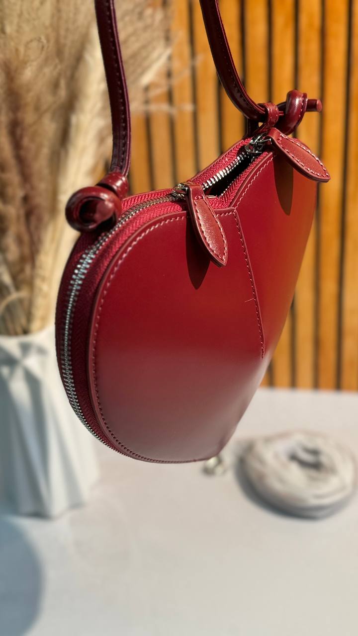 Mini Leather and Suede Handbag “Heart Chic”