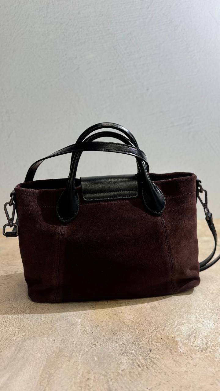 Elegant Nubuck and Genuine Leather Handbag
