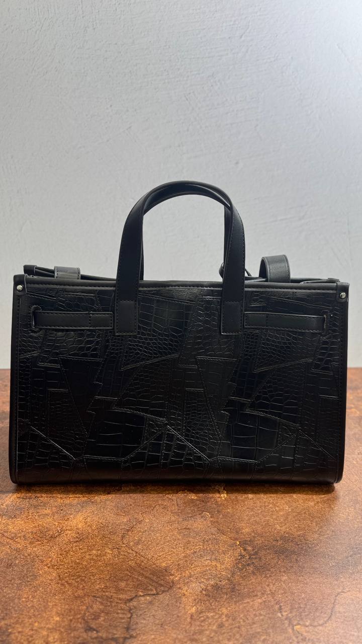 “Savanna Luxe” 2-in-1 Textured Vegan Leather Tote Set