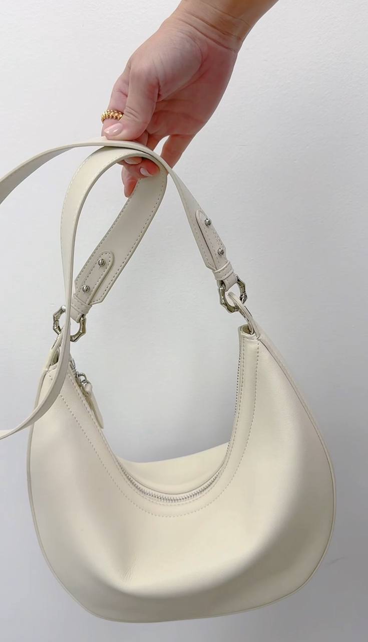 Sculpted Crescent Shoulder Bag – Genuine Leather Chain Hobo Purse for Women