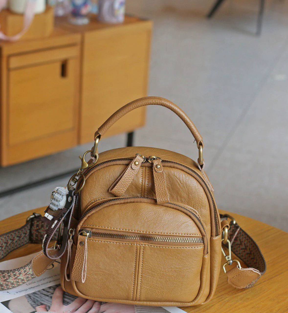 Stylish eco-leather backpack bag 👜✨