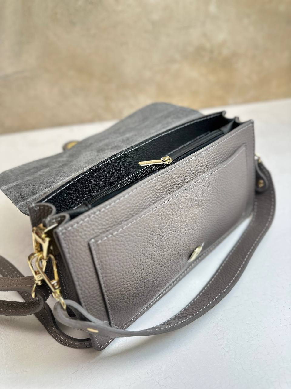 Elegance Collection – Women's Genuine Leather Clutch Bag with Buckle