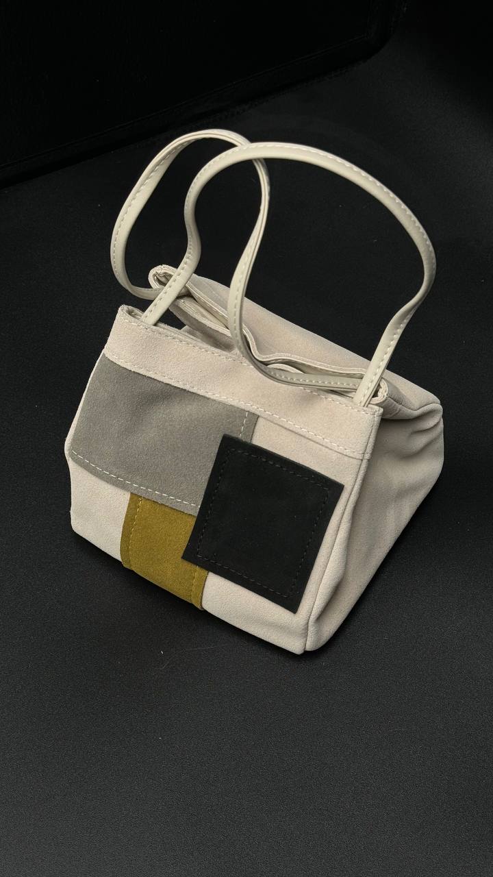 Artisan Flair – Geometric Suede & Genuine Leather Mini Bag