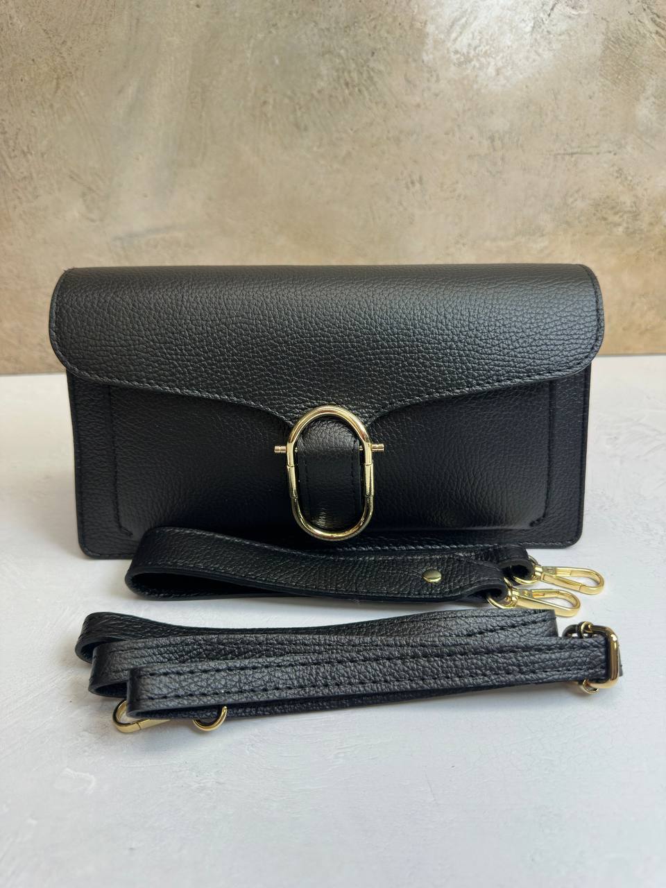 Elegance Collection – Women's Genuine Leather Clutch Bag with Buckle