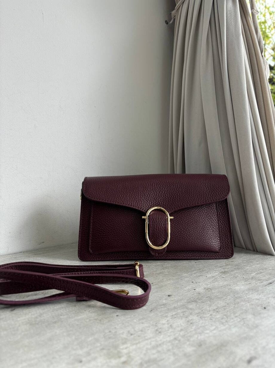 Elegance Collection – Women's Genuine Leather Clutch Bag with Buckle