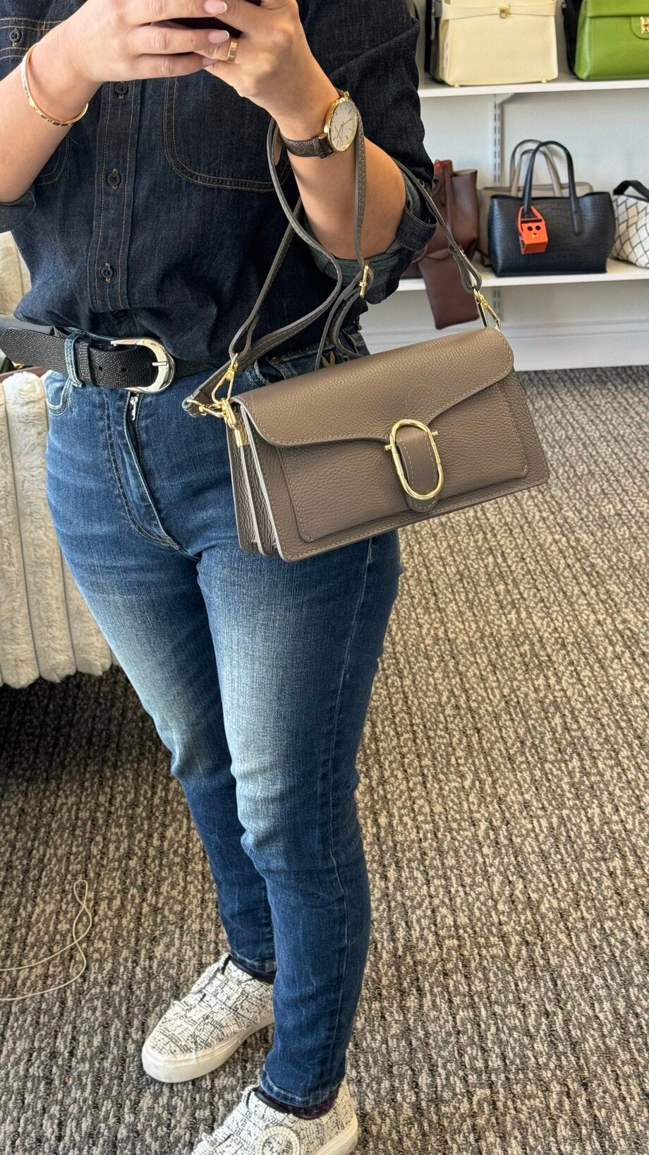 Elegance Collection – Women's Genuine Leather Clutch Bag with Buckle