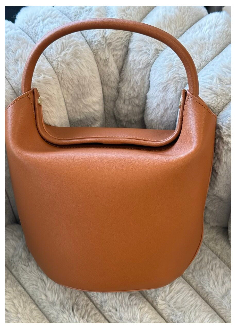 Barrel-shaped Bag in Genuine Leather