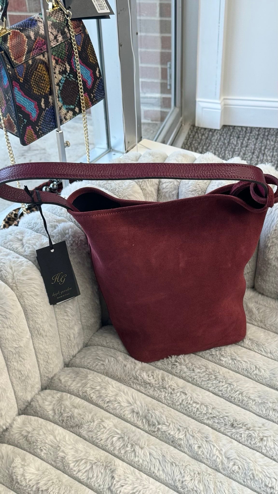 Convenient Boho Style Suede Bag with Cosmetic Pouch