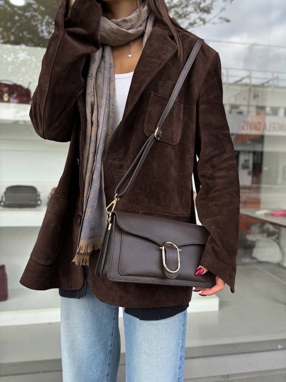 Elegance Collection – Women's Genuine Leather Clutch Bag with Buckle