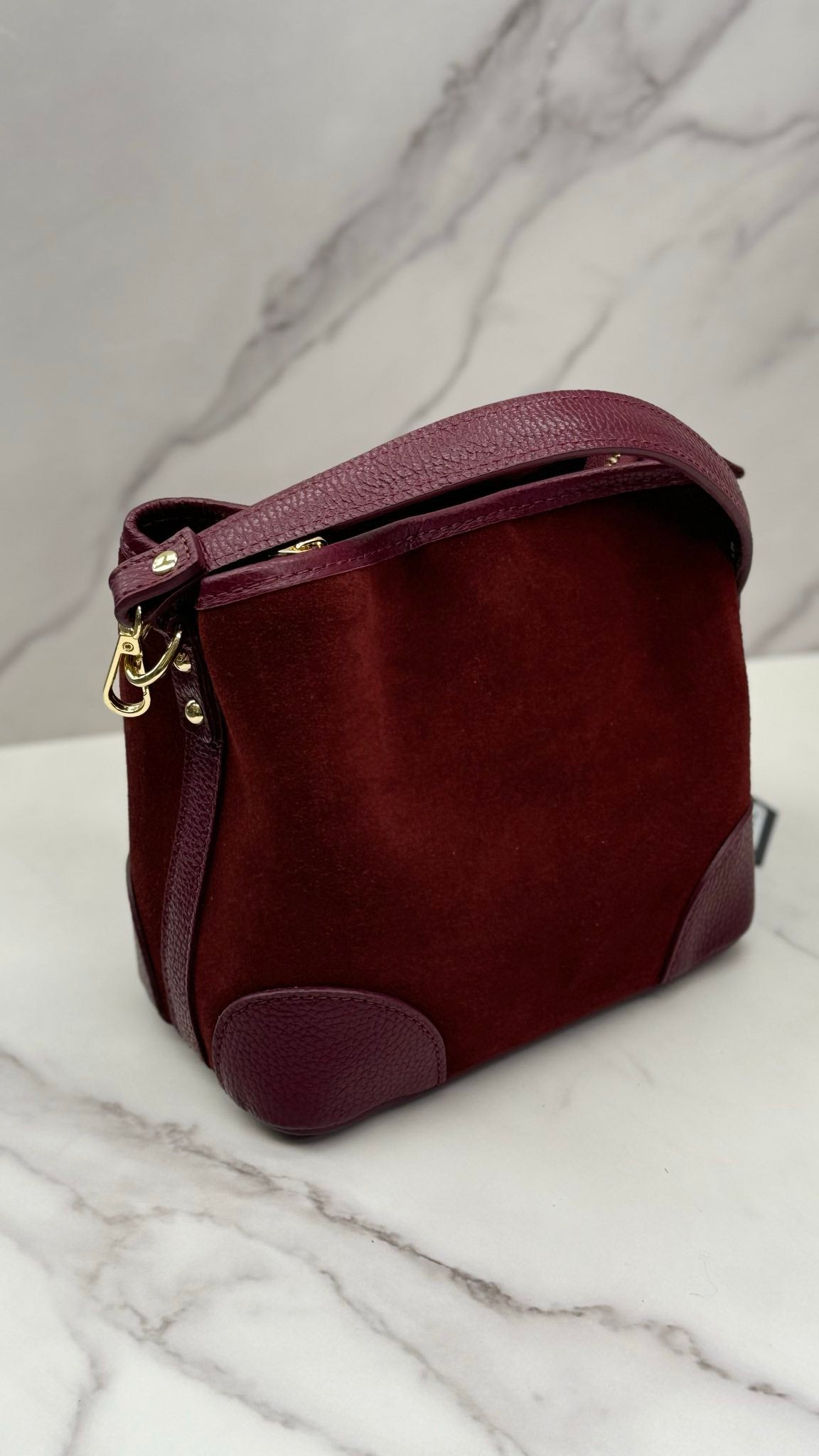 Italian Suede Bag with Two Straps – Elegance and Versatility