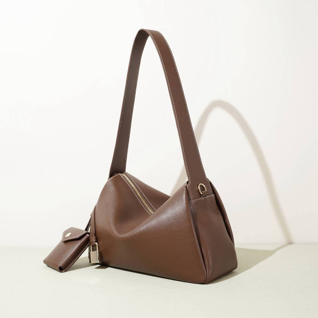 Genuine Leather Shoulder Bag “Soft Elegance” with Adjustable Strap