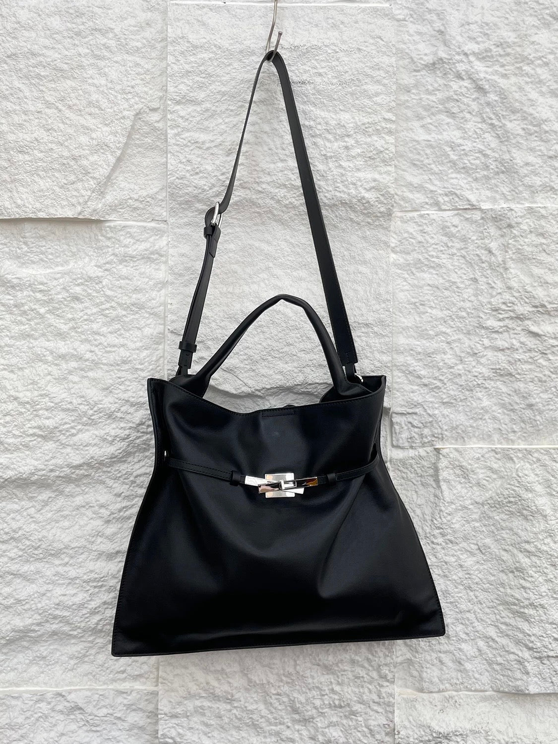 LuxeCity Leather Tote – genuine leather bag with top handle & adjustable strap, fits 14” laptop