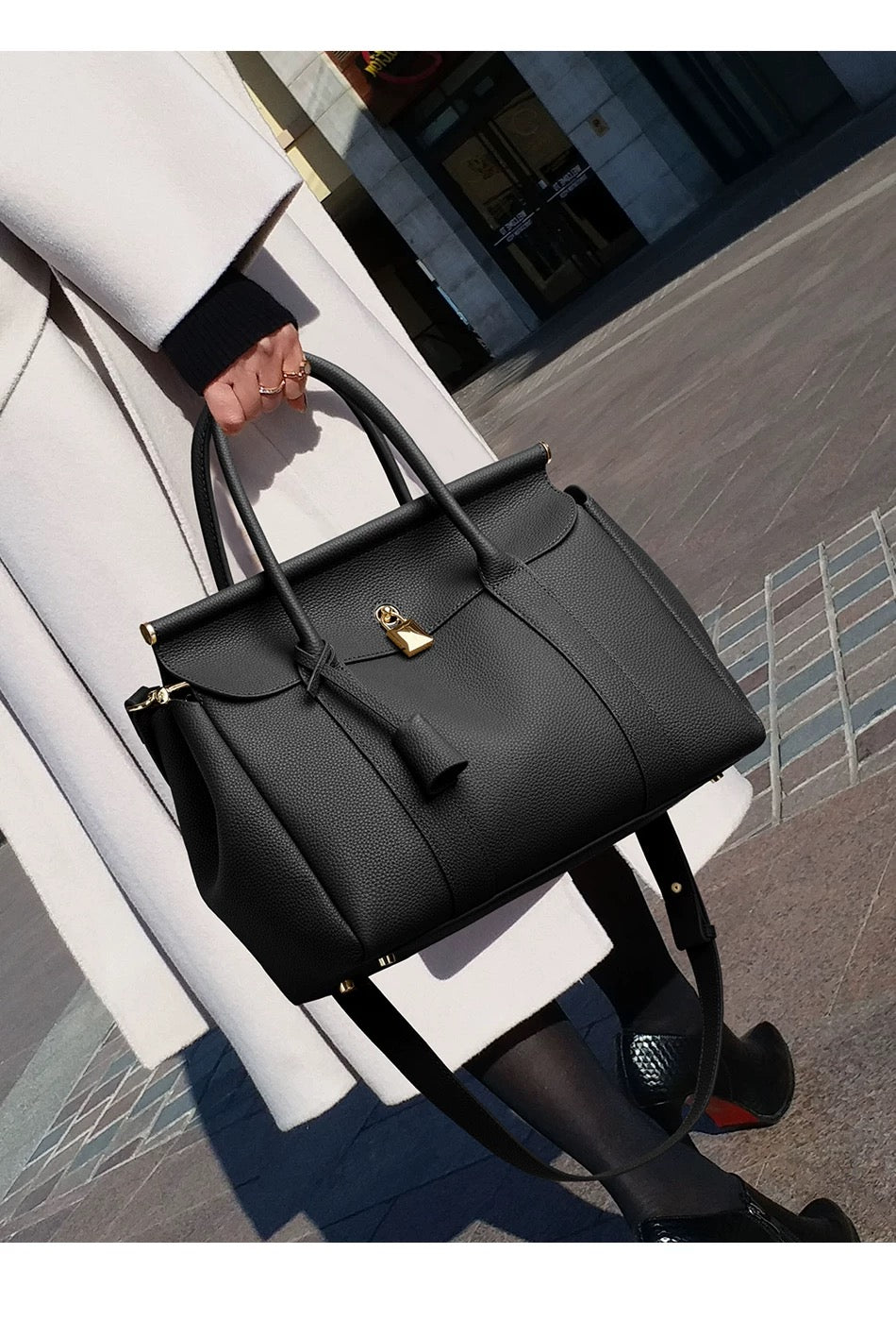 Bogdana Signature — Genuine Leather Handbag with Top Handles and Long Adjustable Strap