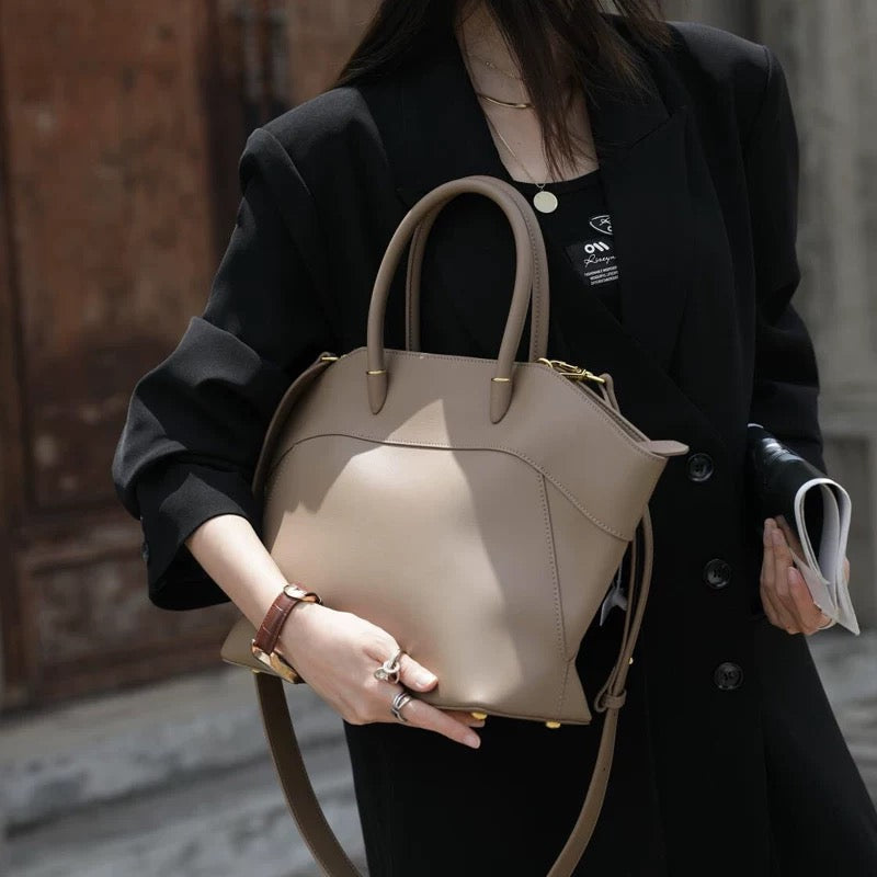 Gleam Luxe — Genuine Leather Tote Bag with a Metallic Shine ✨