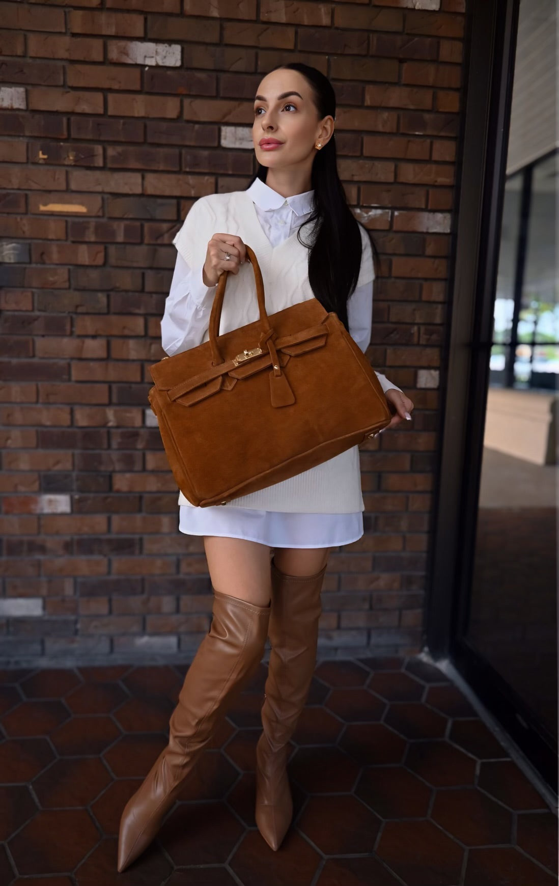Torino Suede Top-Handle Bag — Italian Genuine Suede