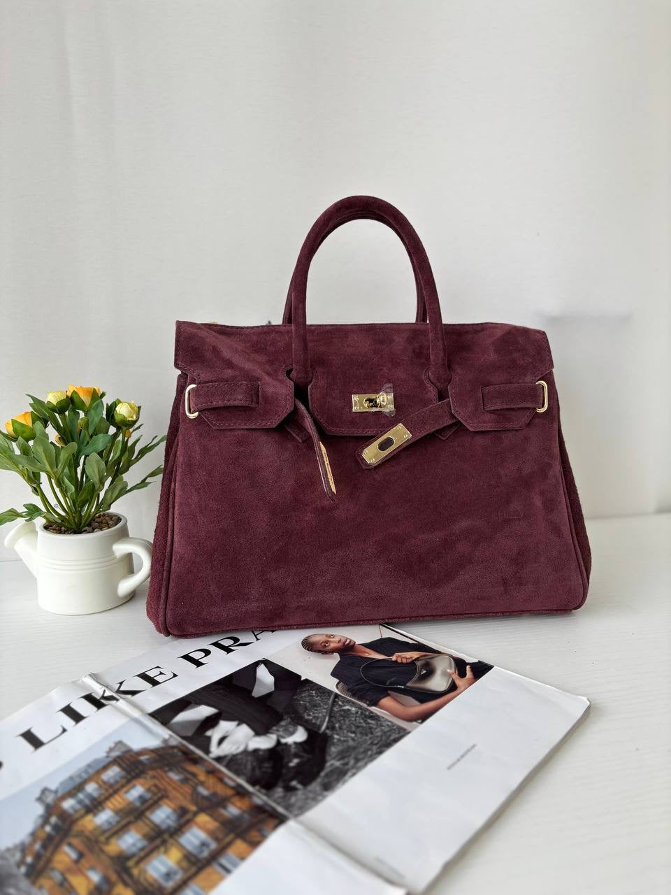 Torino Suede Top-Handle Bag — Italian Genuine Suede