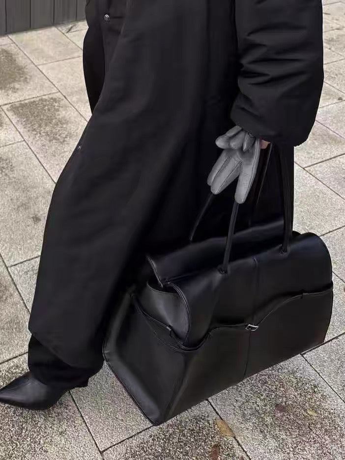 Silhouette Noir-Genuine Leather Top Handle Shoulder Bag