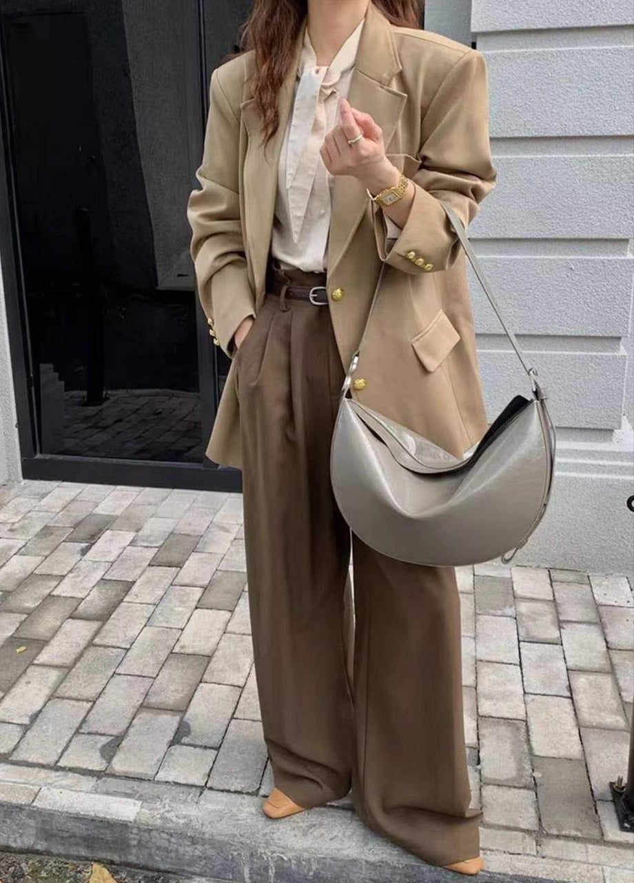 “Luna — Elegant Leather Bag in Gray Shade”