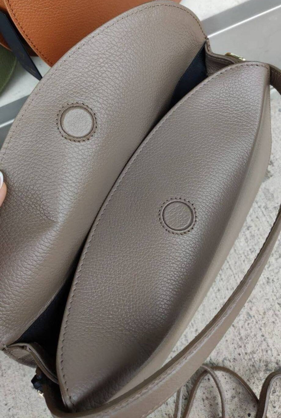 Small Italian Leather Bag with Two Straps and Hidden Magnet