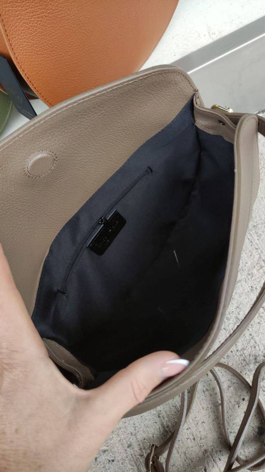 Small Italian Leather Bag with Two Straps and Hidden Magnet