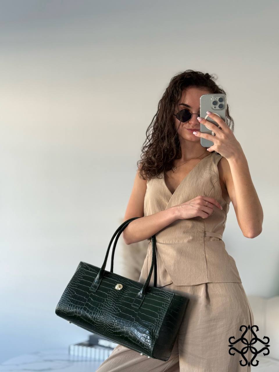 SORELIA – Women's Genuine Italian Leather Shoulder Bag | Made in Italy | Croc-Embossed Texture | Spacious Everyday Handbag