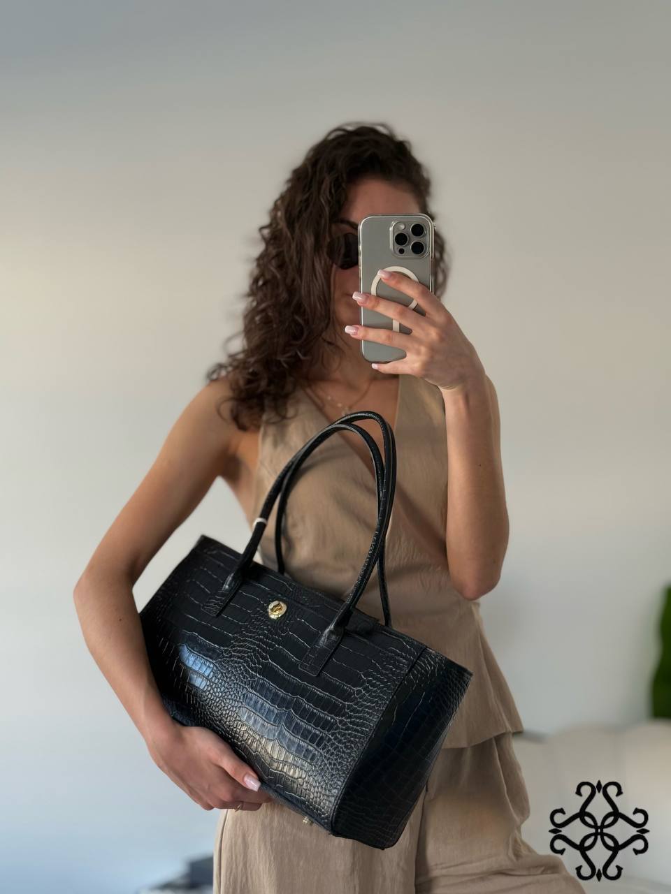 SORELIA – Women's Genuine Italian Leather Shoulder Bag | Made in Italy | Croc-Embossed Texture | Spacious Everyday Handbag