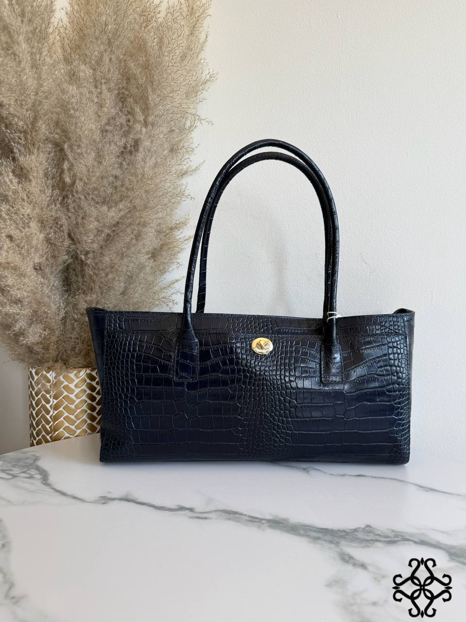 SORELIA – Women's Genuine Italian Leather Shoulder Bag | Made in Italy | Croc-Embossed Texture | Spacious Everyday Handbag
